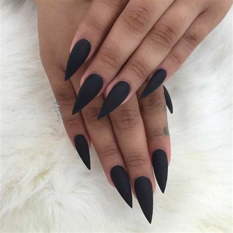 matte black nails stiletto|matte black and shiny nails.